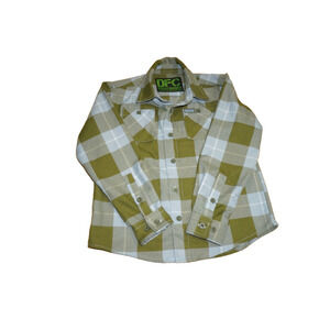 DIXON DFC Youth Division Plaid Flannel Shirt Boys Size S Green Gray Button Up